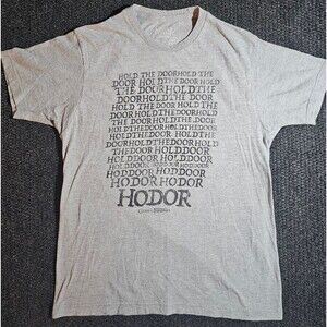 Game Of Thrones Large Mens T-Shirt Gray HODOR HOLD THE DOOR Official GOT TV